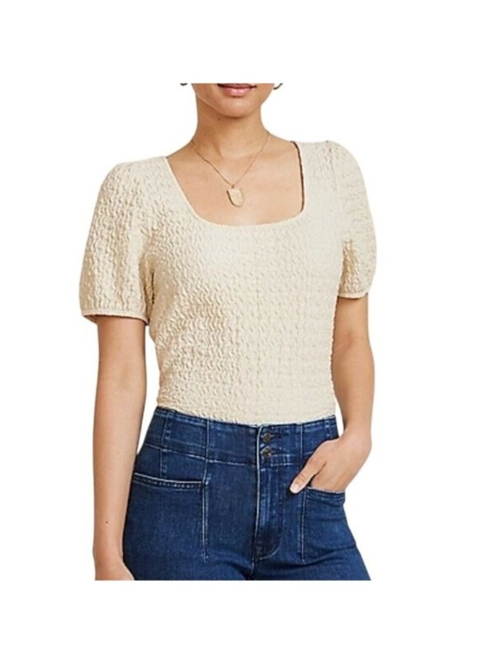 Maurices Textured Short Sleeve Top Womens XXL Beige New WOT